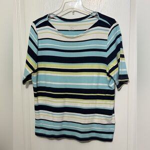Striped Women's Top - Blue, Green, White